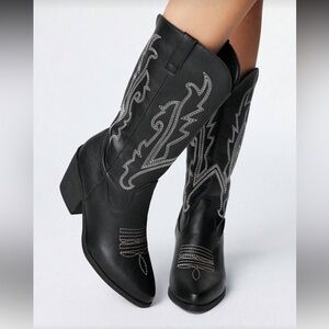 Black Western cowboy Embroidered Boots